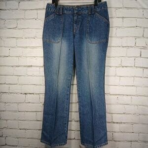WOMENS VINTAGE CAROLINA BLUES 14 PATCH POCKET WIDE LEG JEANS, SIZE 10